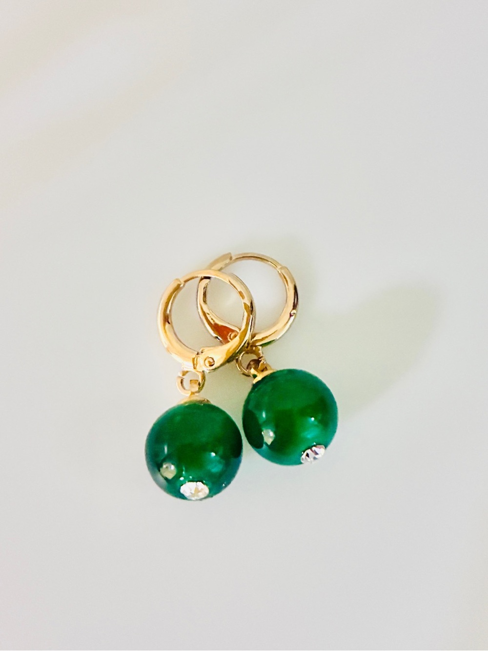 Minimalist Green Hoop Earrings
